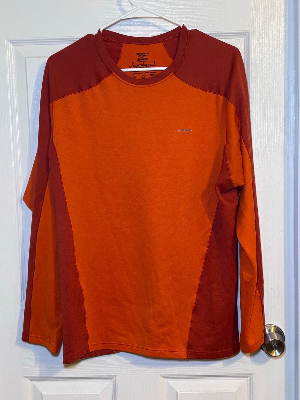 Patagonia Capilene 3 Polartec Long Sleeve Base Layer Shirt Orange Red Men’s L